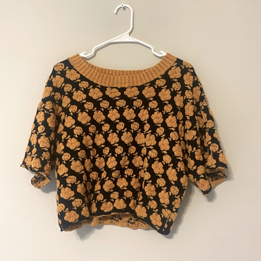 Urban Outfitters Embossed Floral Cropped Sweater